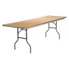 Flash Furniture Rectangle Folding Table, 30" W, 96" L, 30" H, Wood Top, Wood Grain