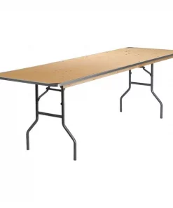 Flash Furniture Rectangle Folding Table, 30" W, 96" L, 30" H, Wood Top, Wood Grain