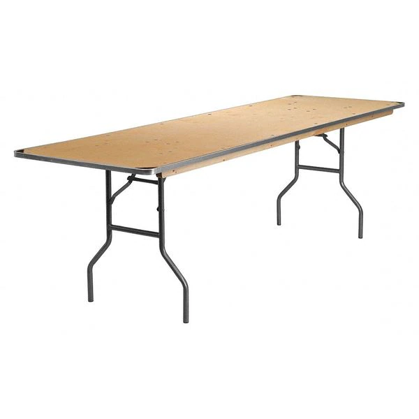 Flash Furniture Rectangle Folding Table, 30" W, 96" L, 30" H, Wood Top, Wood Grain