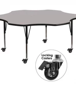 Flash Furniture Flower Activity Table, 60" X 60" X 25.37", Laminate Top, Grey