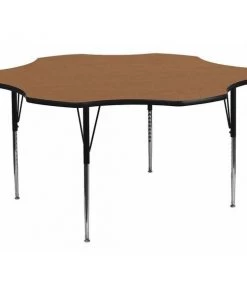 Flash Furniture Flower Activity Table, 60" X 60" X 30.125", Laminate Top, Wood Grain