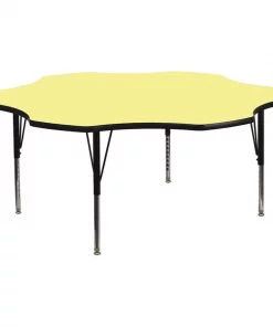 Flash Furniture Flower Activity Table, 60" X 60" X 25.125", Laminate Top, Yellow
