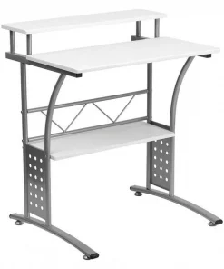 Flash Furniture Computer Desk, 23-1/2" D, 27-7/8" W, 33-1/8" H, White, Laminate
